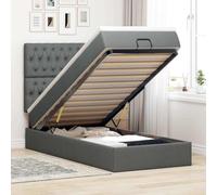 Owoxanthellate Letto Ottoman con materasso a LED, grigio scuro, 90 x 190 cm, letto singolo, capienza idraulica, funziona come letto imbottito per camera degli ospiti, camera dei ragazzi e piccola