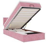 Owoxanthellate Letto ottomano 80 x 200 cm, in velluto rosa con materasso, spazio di archiviazione a LED, idraulico, design moderno per camera dei ragazzi, camera da letto, camera degli ospiti