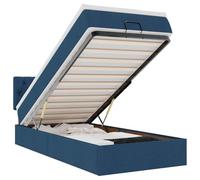 Owoxanthellate Letto ottomano 90 x 200 cm, blu con materasso e LED, telaio del letto con testiera e spazio di archiviazione, ascensore idraulico, camera da letto degli ospiti della gioventù