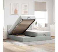 Owoxanthellate Letto ottomano in velluto, 180 x 200 cm, grigio chiaro, con materasso a molle insacchettate e spazio idraulico, moderno letto imbottito per camera da letto, camera degli ospiti