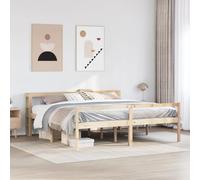 Owoxanthellate Letto per anziani 200 x 200 cm, in legno massello, telaio con testiera, altezza seduta 44 cm, grande spazio sotto il telaio del letto, per una camera da letto accogliente