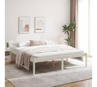 Owoxanthellate Letto per anziani bianco, 180 x 200 cm, in legno di pino, 45 cm, altezza della seduta, spazio sotto il letto, moderno, robusto