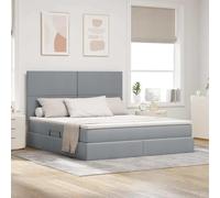 Owoxanthellate Letto portaoggetti a LED, grigio chiaro, 180 x 200 cm, con struttura in metallo e ascensore idraulico, moderno letto imbottito con luce RGB, materasso super king size per camera da