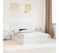 Owoxanthellate Letto portaoggetti bianco, 160 x 200 cm, in legno con spazio integrato e rete a doghe, design moderno, robusto, per camera da letto e camera degli ospiti