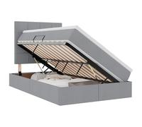 Owoxanthellate Letto portaoggetti con materasso, grigio chiaro, 120 x 200 cm, sollevatore laterale, rivestimento in similpelle, struttura in metallo, robusto letto matrimoniale per camera degli ospiti