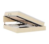 Owoxanthellate Letto portaoggetti crema, 180 x 200 cm, con materasso e testiera, sollevamento idraulico, struttura in metallo, design moderno, per camera da letto, camera dei ragazzi e camera degli