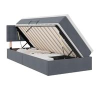 Owoxanthellate Letto portaoggetti grigio scuro velluto 100 x 200 cm, con sollevamento idraulico per una facile apertura, spazio sotto il materasso, design moderno per camera da letto e camera degli