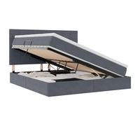 Owoxanthellate Letto portaoggetti grigio scuro velluto 160 x 200 cm con LED RGB e materasso King Size, design moderno con sollevamento idraulico per camera da letto