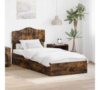Owoxanthellate Letto portaoggetti in rovere affumicato, 100 x 200 cm, in materiale di legno, design moderno, robusto e durevole, per camera da letto, camera degli ospiti, appartamenti in città