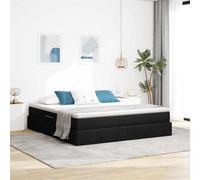 Owoxanthellate Letto portaoggetti nero 180 x 200 cm con materasso, struttura in metallo e rete a doghe, lato idraulico, spazio sotto il letto, design moderno per camera da letto e camera degli ospiti