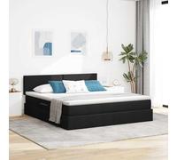 Owoxanthellate Letto portaoggetti nero con materasso 160 x 200 cm, rete a doghe idraulica, design moderno, per camera da letto e camera degli ospiti