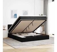 Owoxanthellate Letto pouf nero C 200 x 200 velluto con materassi a molle insacchettate, illuminazione a LED, grande spazio di archiviazione idraulico, letto matrimoniale per camera da letto e camera