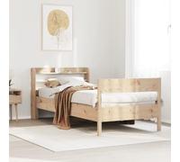 Owoxanthellate Letto singolo 75 x 190 cm, in legno di pino massiccio, non trattato con rete a doghe, scaffale nella testiera, robusto telaio 208 x 85 x 82 cm, per camera dei ragazzi, camera degli