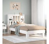 Owoxanthellate Letto singolo 75 x 190 in pino massiccio bianco con rete a doghe, testiera con 3 scomparti e 2 cassetti, spazio sotto la superficie, design autoportante per cameretta e camera degli