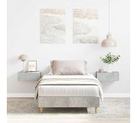 Owoxanthellate Letto singolo 90 x 190 cm, grigio cemento, legno eucalipto, con rete a doghe, per camera da letto giovani, ospiti o piccole