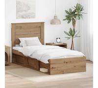 Owoxanthellate Letto singolo 90 x 200 cm, in legno massello con rete a doghe, in legno di quercia, moderna, camera da letto, camera degli ospiti, camera dei ragazzi, per casa appartamento