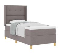 Owoxanthellate Letto singolo a molle, 90 x 200 cm, tortora con materasso e testiera, regolabile in altezza, struttura in legno, design moderno, per camera da letto, camera dei ragazzi, camera degli