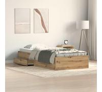 Owoxanthellate Letto singolo con cassetti, in legno di quercia artisan, 193 x 93 x 32 cm, rete a doghe con design moderno con spazio per la camera dei ragazzi e degli ospiti