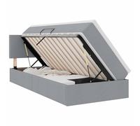 Owoxanthellate Letto singolo con spazio e RGB LED grigio chiaro, 90 x 200 cm, in tessuto e struttura in metallo, design moderno, comfort per camera dei ragazzi, camera degli ospiti, piccoli