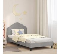 Owoxanthellate Letto singolo, grigio chiaro, 80 x 200 cm, rivestimento in velluto, struttura in legno, moderna, bassa, con testiera e rete a doghe, per camera da letto, camera dei ragazzi e camera