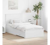 Owoxanthellate Letto singolo in legno bianco, 193 x 78 x 90 cm, con cassettiera, struttura moderna per letto 75 x 190 cm, materasso in stile urbano, camera da letto, appartamento