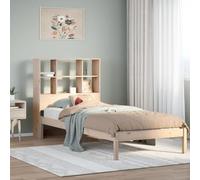 Owoxanthellate Letto singolo in legno massello con testa della biblioteca 90 x 190 cm, rete a doghe in legno di pino con scaffale, robusta, salvaspazio, per cameretta dei bambini, camera dei ragazzi e