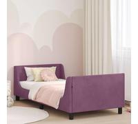 Owoxanthellate Letto singolo in velluto, 90 x 200 cm, con testiera in viola, moderna, bassa, per camera dei ragazzi e camera degli ospiti, per camera da letto, appartamento
