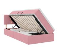 Owoxanthellate Letto singolo, rosa, 90 x 190 cm, con vano portaoggetti a LED, in velluto, rete a doghe e materasso, design moderno, portata 100 kg, per camera dei ragazzi e piccole camere da letto