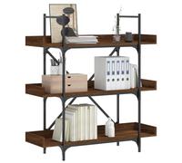 Owoxanthellate Libreria a 3 ripiani, colore marrone, 100 x 33 x 108,5 cm, effetto rovere, robusto scaffale con barre trasversali a X, design moderno, per soggiorno, corridoio o camera da letto