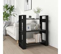 Owoxanthellate Libreria divisoria nera 80 x 35 x 91 cm, in legno di pino massiccio, senza parete posteriore, versatile libreria per soggiorno, corridoio e casa ufficio