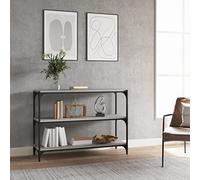 Owoxanthellate Libreria grigia Sonoma 100 x 33 x 70,5 cm, in legno e acciaio, con 3 ripiani, look industriale, moderno divisorio per Living Room, Ufficio o Corridoio