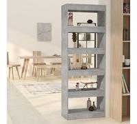 Owoxanthellate Libreria grigio cemento, 60 x 30 x 166 cm, materiale in legno, design moderno, robusta e stabile, per libri, DVD, come divisorio in soggiorno, corridoio, camera da letto