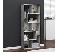 Owoxanthellate Libreria grigio cemento, 67 x 24 x 161 cm, in legno massiccio, con molto spazio, design moderno per soggiorno, camera da letto e corridoio