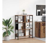 Owoxanthellate Libreria in legno antico 82 x 32 x 112 cm con 6 scomparti, struttura in acciaio, robusta e durevole, moderna mensola per Living Room Home Office Corridor Bedroom