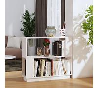 Owoxanthellate Libreria in legno di pino massiccio, 80 x 25 x 70 cm, colore bianco, moderna come divisorio per libri e decorazioni, stabile libreria per soggiorno, corridoio, camera da letto