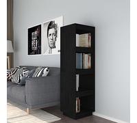 Owoxanthellate Libreria in pino massiccio, colore nero, 40 x 35 x 135 cm, design moderno con molto spazio, scaffale e divisorio per soggiorno, corridoio, camera da letto