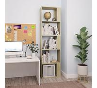 Owoxanthellate Libreria in rovere Sonoma, 45 x 24 x 159 cm, in robusto legno a 5 scomparti, design moderno, divisorio per soggiorno, corridoio, ufficio e camera da letto