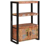 Owoxanthellate Libreria marrone, 72 x 33 x 110 cm, in legno duro riciclato e metallo con 2 ante, look industriale, per le tendenze della casa in Living Room, ufficio, corridoio
