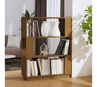 Owoxanthellate Libreria marrone miele, 80 x 25 x 101 cm, in legno di pino massiccio, scaffale come divisorio senza parete posteriore, stabile libreria per soggiorno, corridoio e camera da letto
