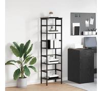 Owoxanthellate Libreria nera rovere 40 x 29,5 x 149 cm, telaio in acciaio con 4 ripiani, design industriale moderno, robusta e durevole, per soggiorno, ufficio, camera da letto, corridoio, cucina