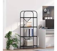 Owoxanthellate Libreria nera rovere 60 x 30 x 146 cm, scaffale in robusto legno di legno, design moderno con 4 scomparti e gambe in acciaio, salvaspazio per soggiorno, ufficio, corridoio