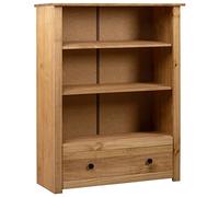 Owoxanthellate Libreria Panama in legno di pino 80 x 35 x 110 cm, scaffale a 3 livelli e cassetto, in legno massello vintage, design moderno e robusto per Living Room Corridoio Home Office