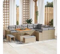 Owoxanthellate Lounge da giardino, 12 pezzi, in rattan sintetico, colore beige, grigio chiaro, 100 x 100 x 71 cm, regolabile in altezza, per terrazze, balconi e piccoli giardini