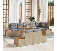 Owoxanthellate Lounge da giardino, set da 9 pezzi, in polyrattan, beige, 100 x 55 x 73 cm, con spazio di archiviazione, design moderno, per terrazze, balconi, sedute per esterni