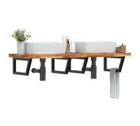 Owoxanthellate Mensola per lavabo da parete, 120 x 50 x 4 cm, in legno di acacacia/acciaio, colore nero