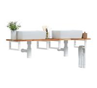 Owoxanthellate Mensola per lavabo, montaggio a parete, 120 x 40 x 2 cm, in legno massiccio di acacia e acciaio, colore bianco, moderno, salvaspazio, fino a 100 kg, per bagno, ospiti, WC e piccoli