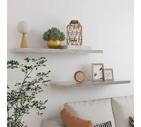 Owoxanthellate Mensola sospesa grigio cemento, 90 x 23,5 x 3,8 cm, set da 2 mensole da parete invisibili, moderna a nido d'ape MDF e metallo, robusta e massima 10 kg, per soggiorno, corridoio, ufficio