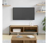 Owoxanthellate Mobile basso per TV, 100 x 36,5 x 30,5 cm, realizzato in legno di quercia con gambe in acciaio, design moderno, robusto, per soggiorno, corridoio, camera da letto