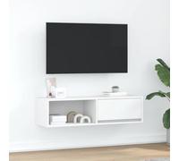 Owoxanthellate Mobile basso per TV, bianco, 100 x 31 x 25,5 cm, materiale in legno, montaggio a parete, design moderno, per TV, libri, DVD, soggiorno, camera da letto, corridoio