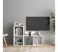 Owoxanthellate Mobile basso per TV, set da 2 pezzi, bianco, 72 x 35 x 36,5 cm, in legno dal design moderno, impilabile, per soggiorno, camera da letto, ufficio